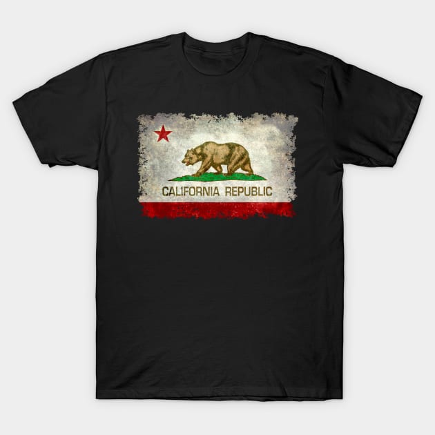 California Republic State Flag in Grungy Textures T-Shirt by Sterling